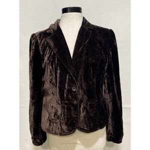 Versailles Brown Crushed Velvet Lined‎ Blazer Women's 12 Whimsigoth 90's
